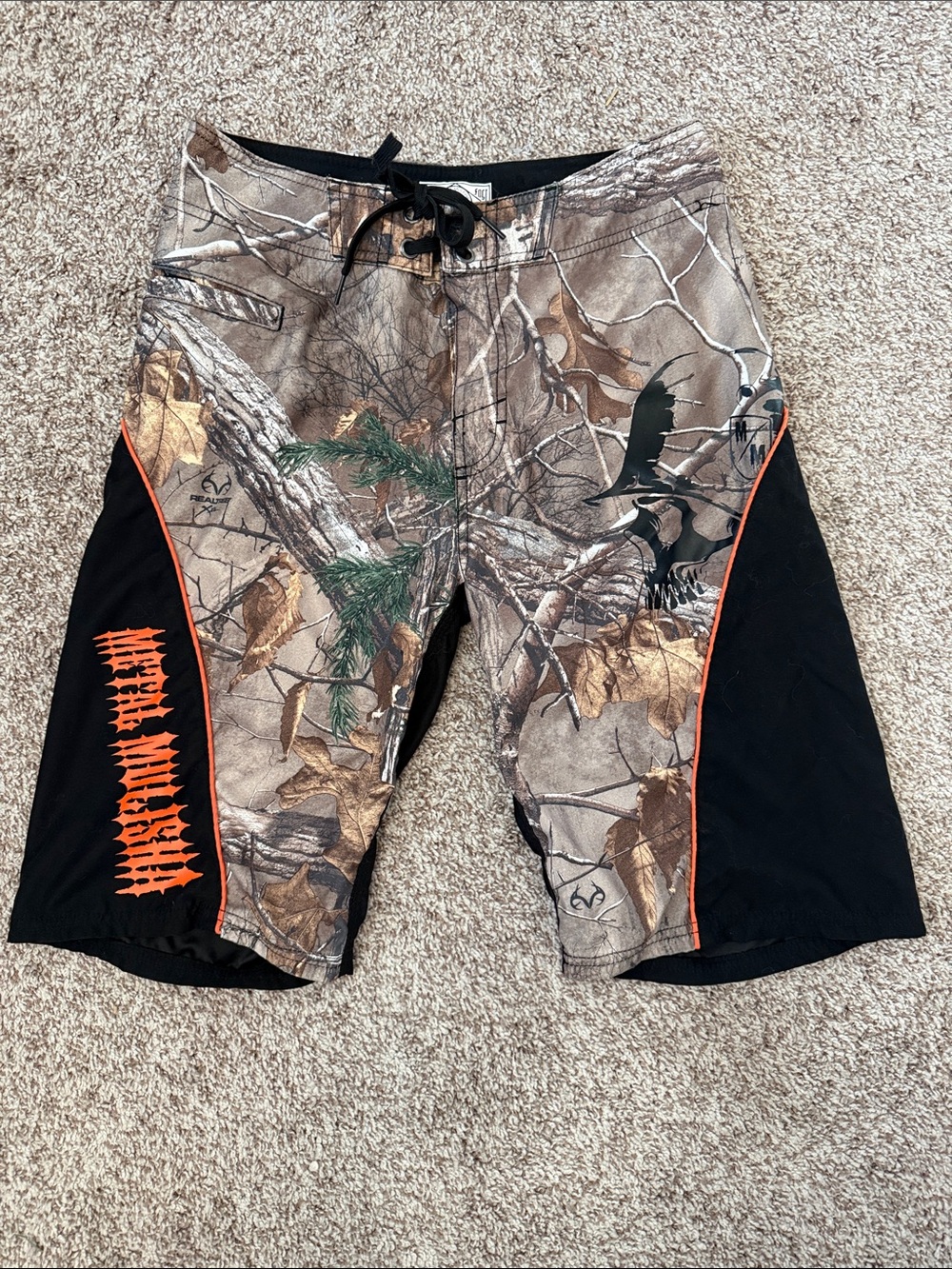 Camo Board Shorts with Black Side Panels